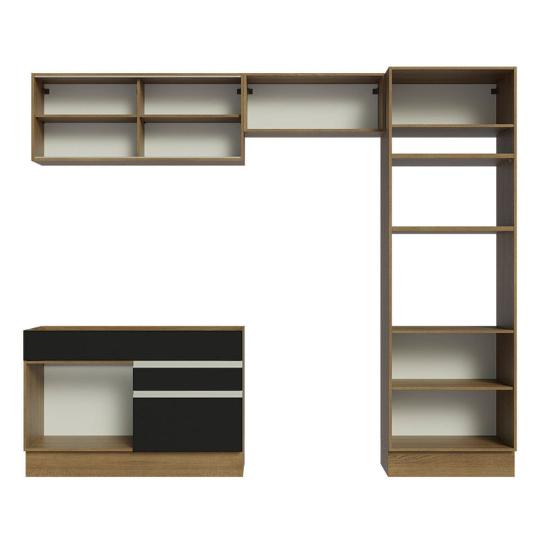 Armário de Cozinha Completa 270cm Rustic/Preto Glamy Madesa 12