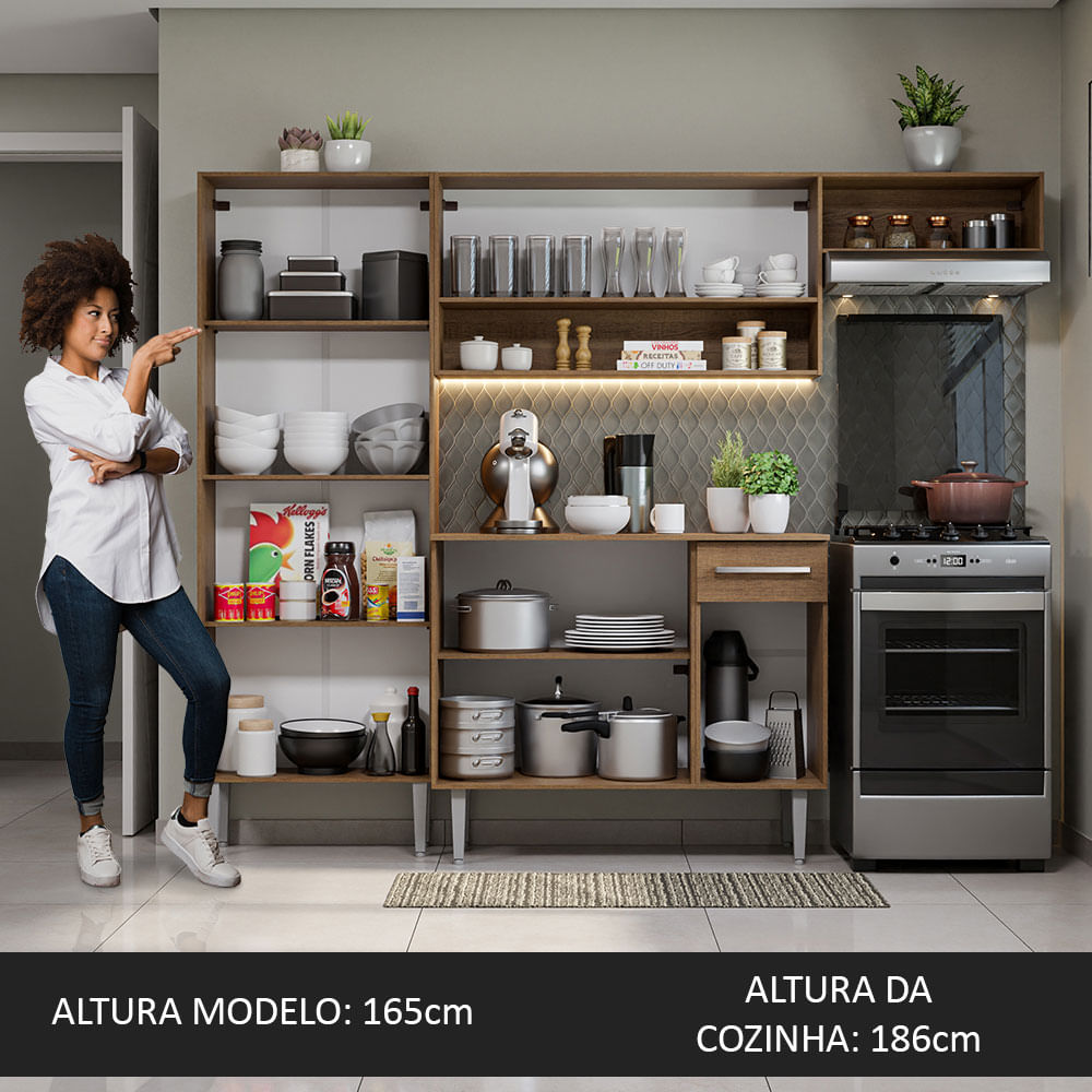 Armário de Cozinha Compacta Rustic/Cinza Emilly Top Madesa