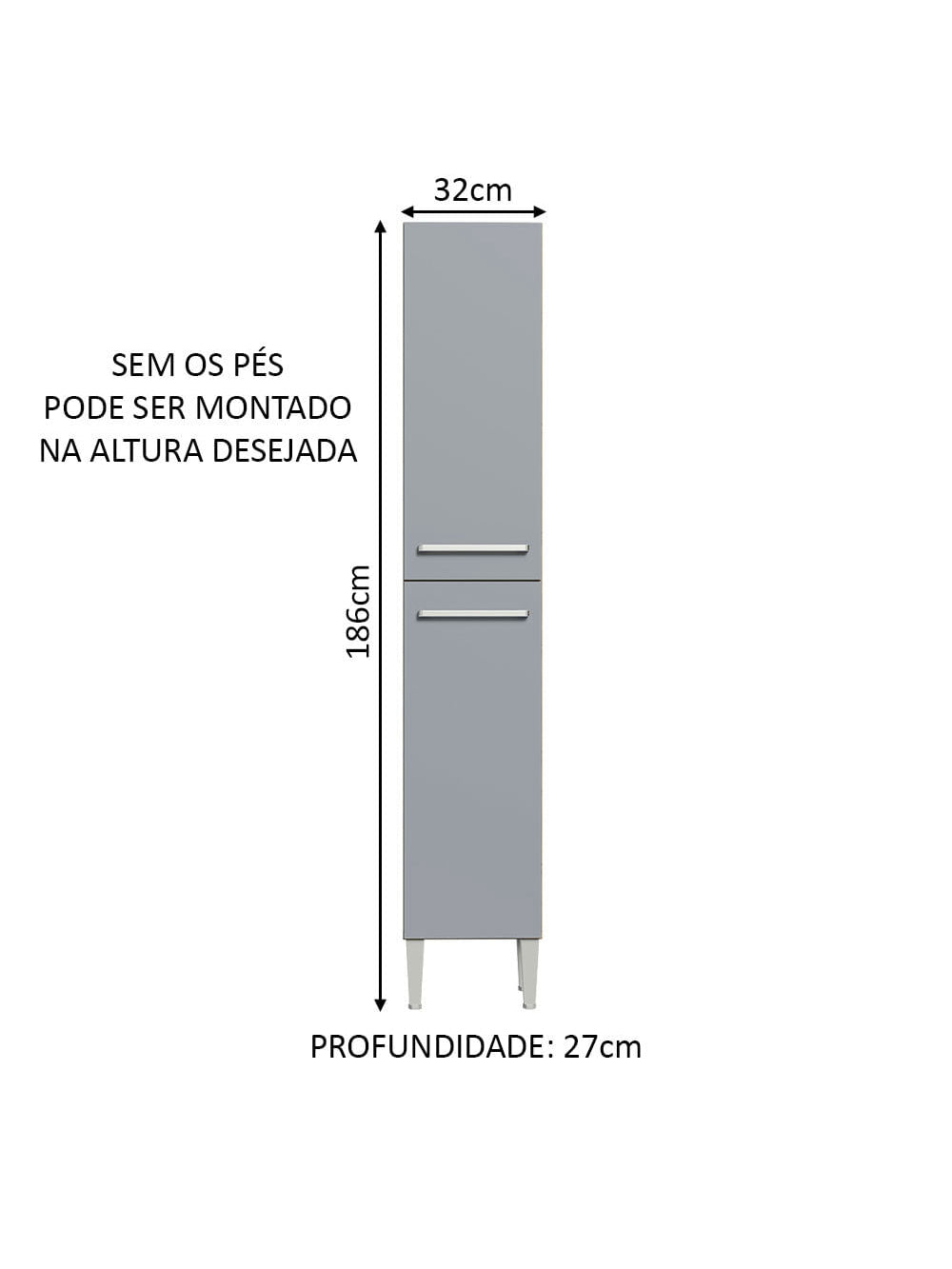 Paneleiro Madesa Emilly 2 Portas Rustic/Cinza - Rustic/Cinza