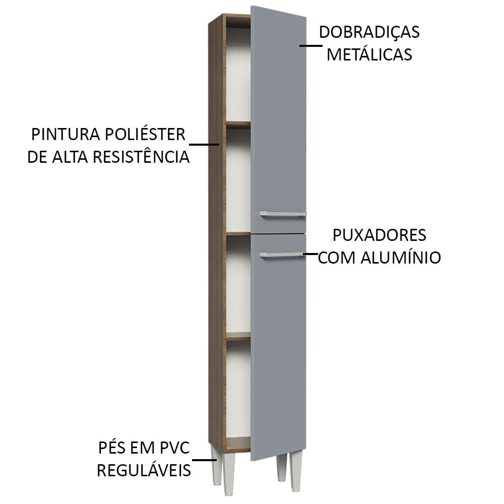 Paneleiro Madesa Emilly 2 Portas Rustic/Cinza