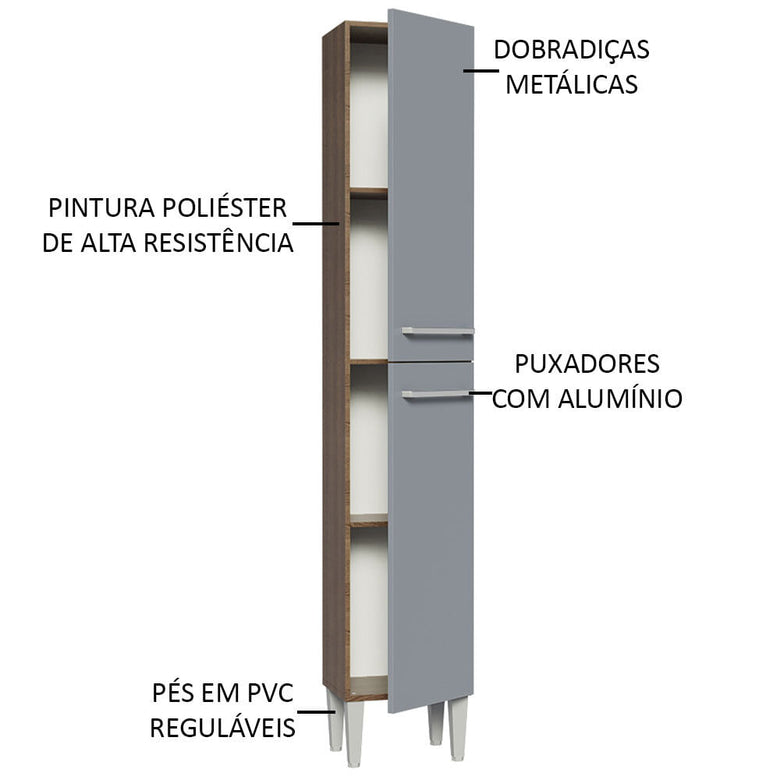 Paneleiro Madesa Emilly 2 Portas Rustic/Cinza
