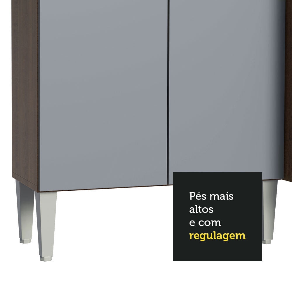 Paneleiro Madesa Emilly 2 Portas Rustic/Cinza