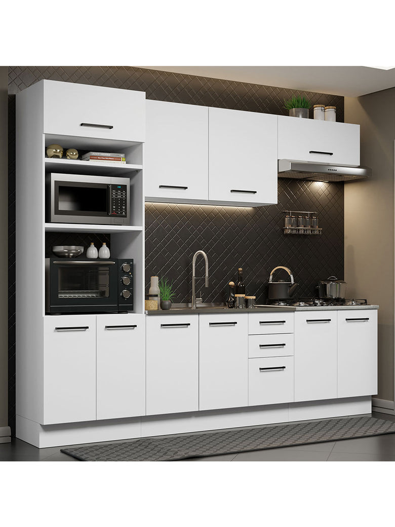 Armário de Cozinha Completa 270cm Branco Agata Madesa 01