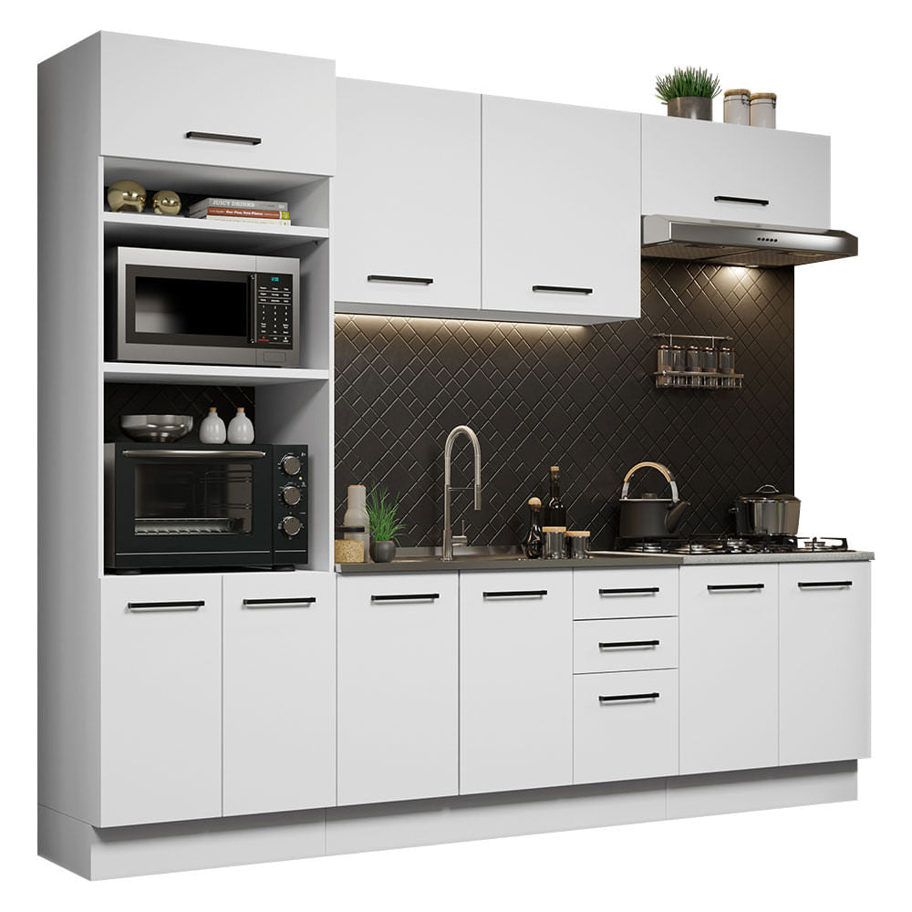 Armário de Cozinha Completa 270cm Branco Agata Madesa 01 - Branco