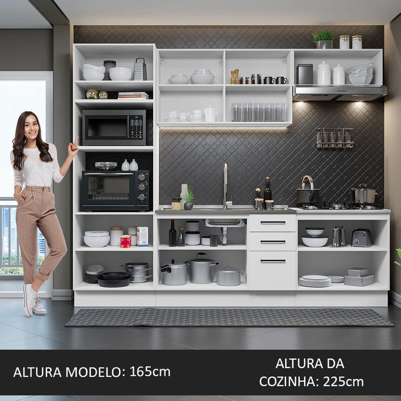Armário de Cozinha Completa 270cm Branco Agata Madesa 01