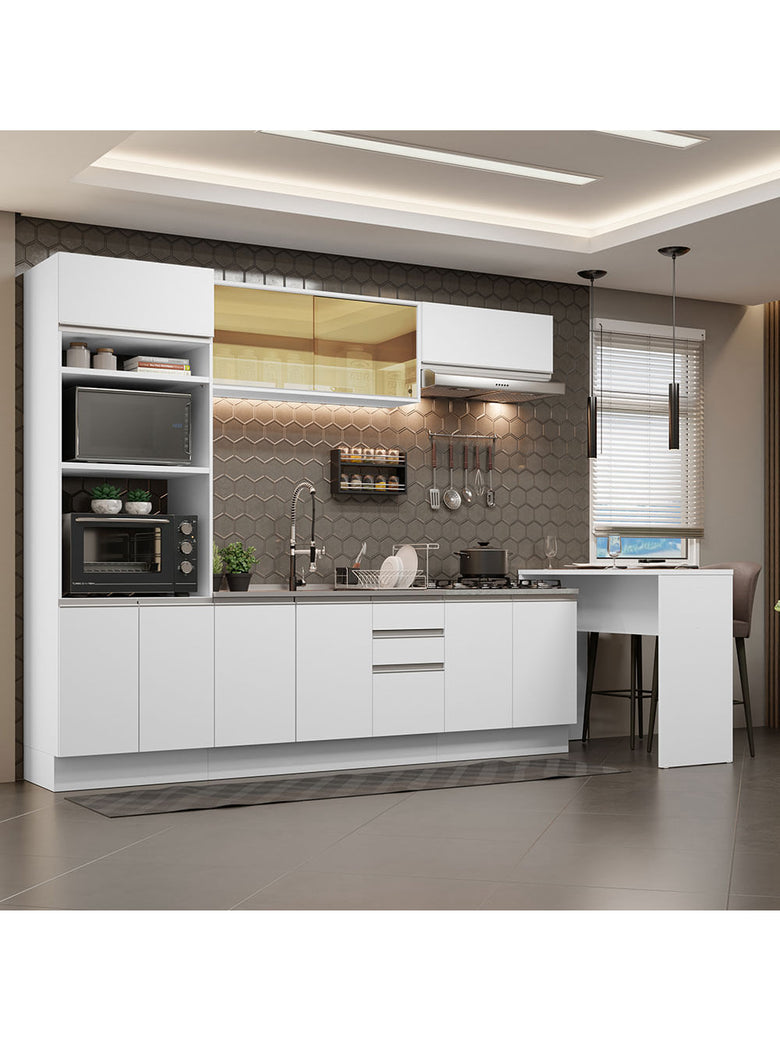 Armário de Cozinha Completa 315cm Branco Glamy Madesa 01