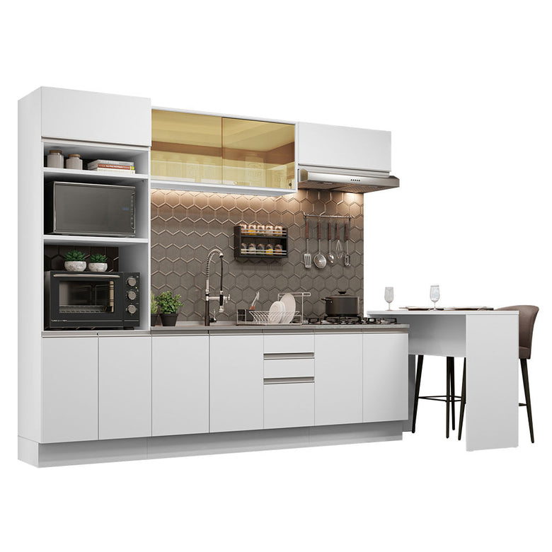 Armário de Cozinha Completa 315cm Branco Glamy Madesa 01