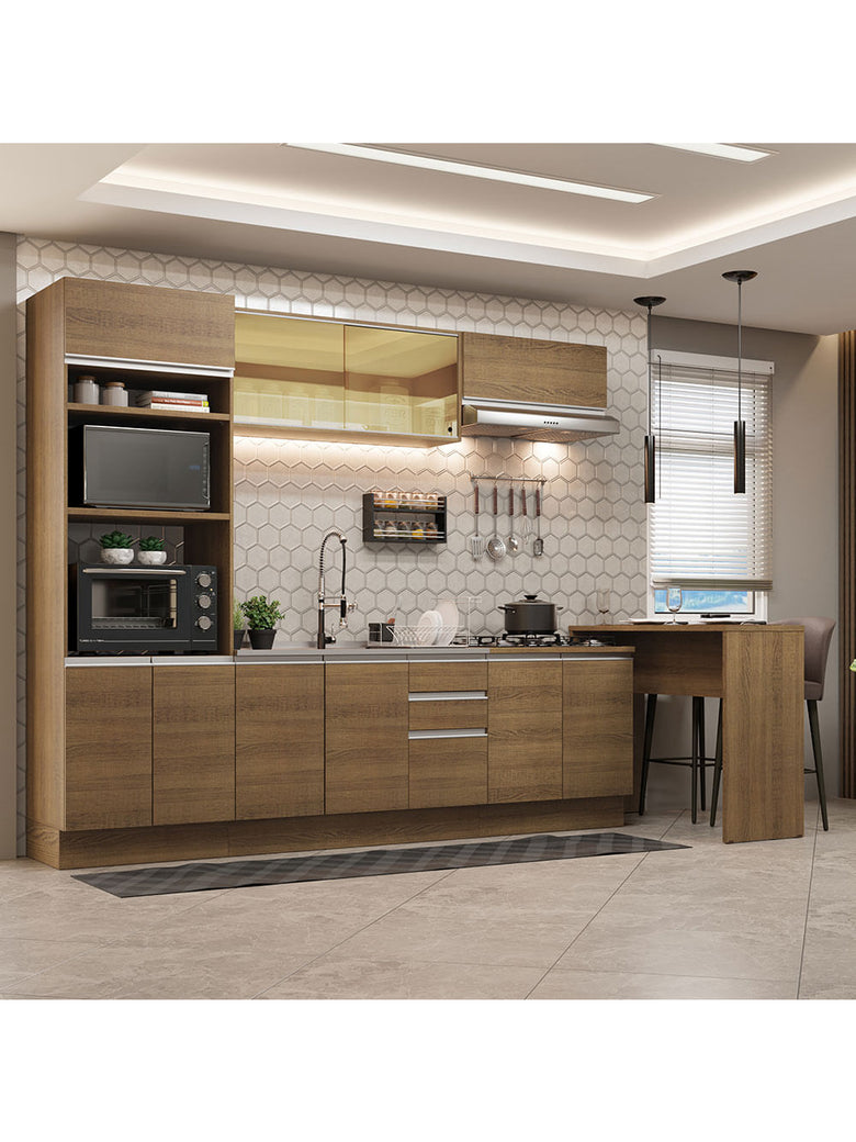 Armário de Cozinha Completa 315cm Rustic Glamy Madesa 01