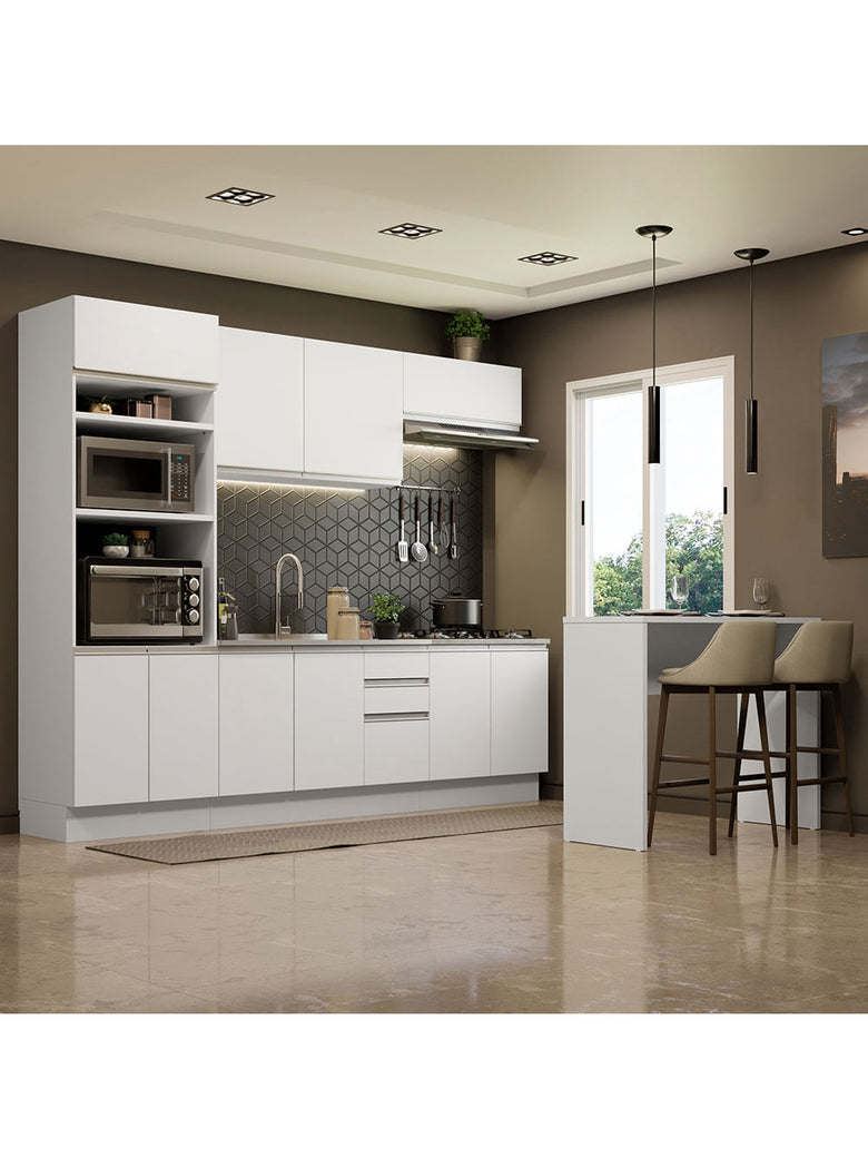 Armário de Cozinha Completa 315cm Branco Glamy Madesa 02