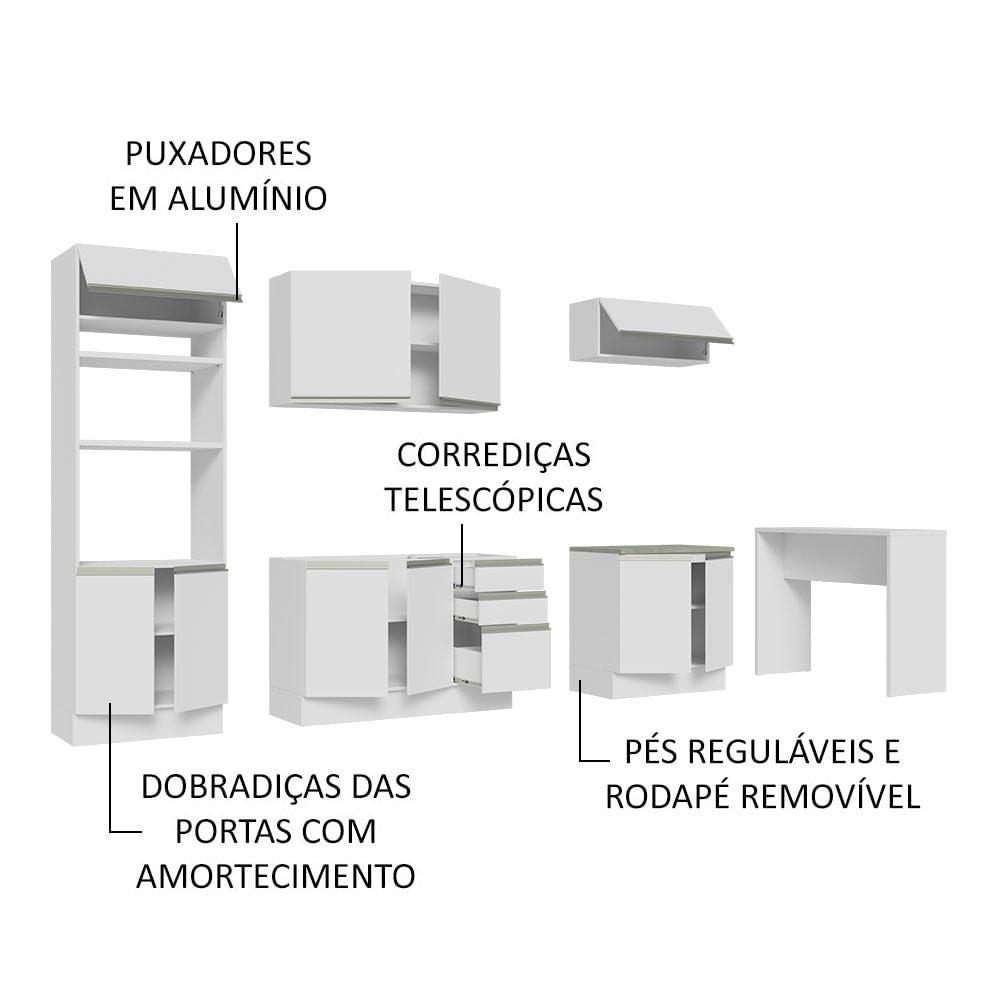 Armário de Cozinha Completa 315cm Branco Glamy Madesa 02