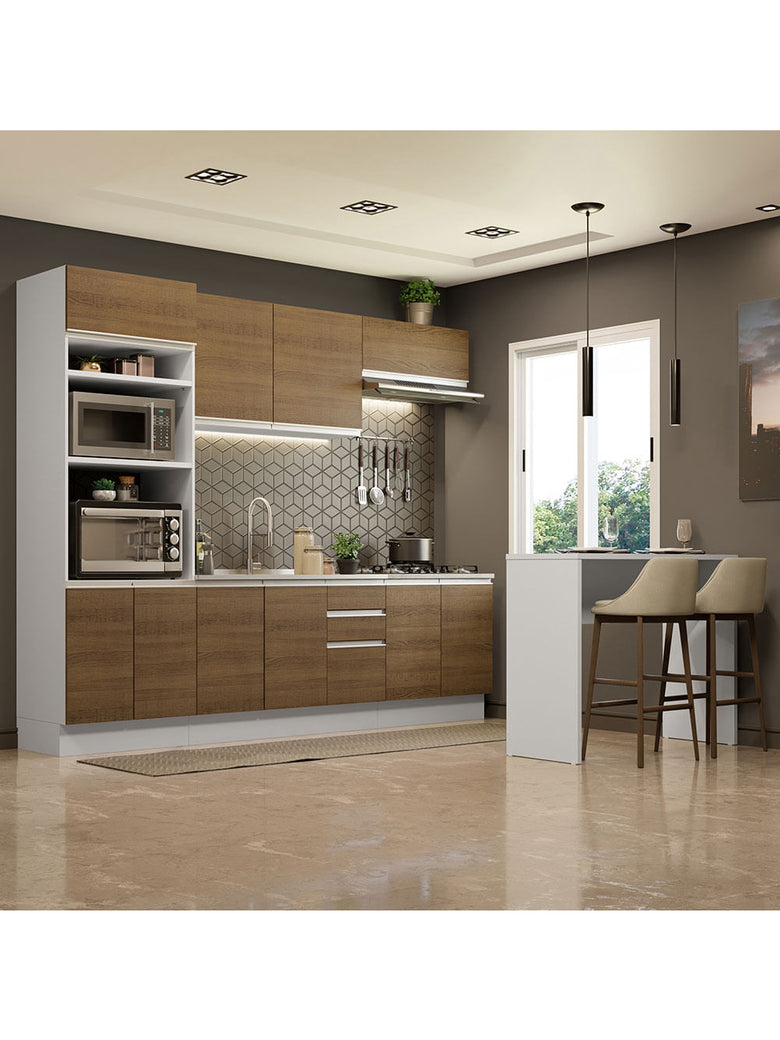 Armário de Cozinha Completa 315cm Branco/Rustic Glamy Madesa 02
