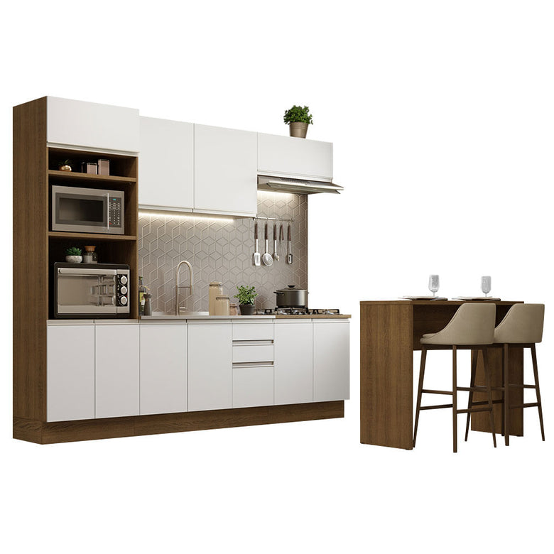 Armário de Cozinha Completa 315cm Rustic/Branco Glamy Madesa 02