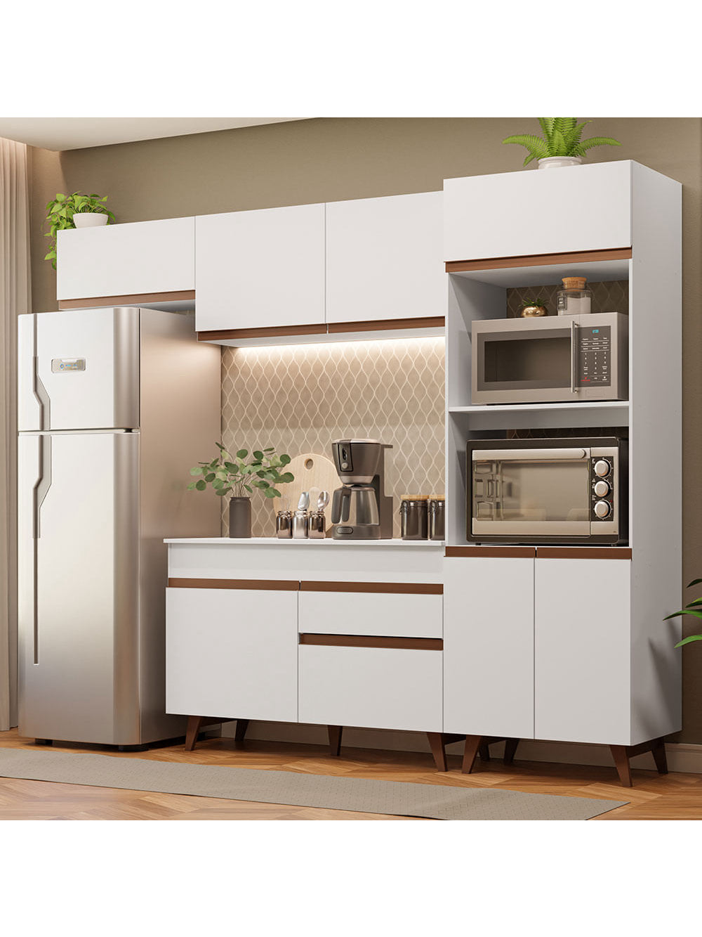 Armário de Cozinha Completa 260cm Branco Reims Madesa 08 - Branco
