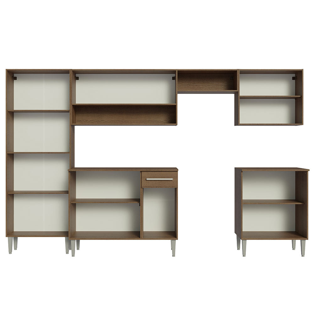 Armário de Cozinha Completa 293cm Rustic/Branco Emilly Madesa 01XA