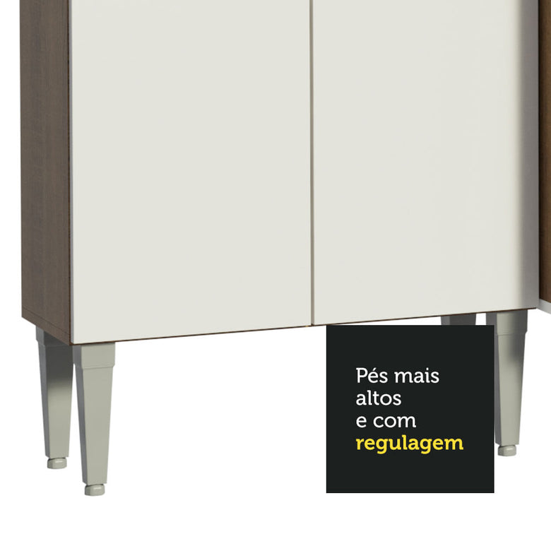 Armário de Cozinha Completa 293cm Rustic/Branco Emilly Madesa 01XA