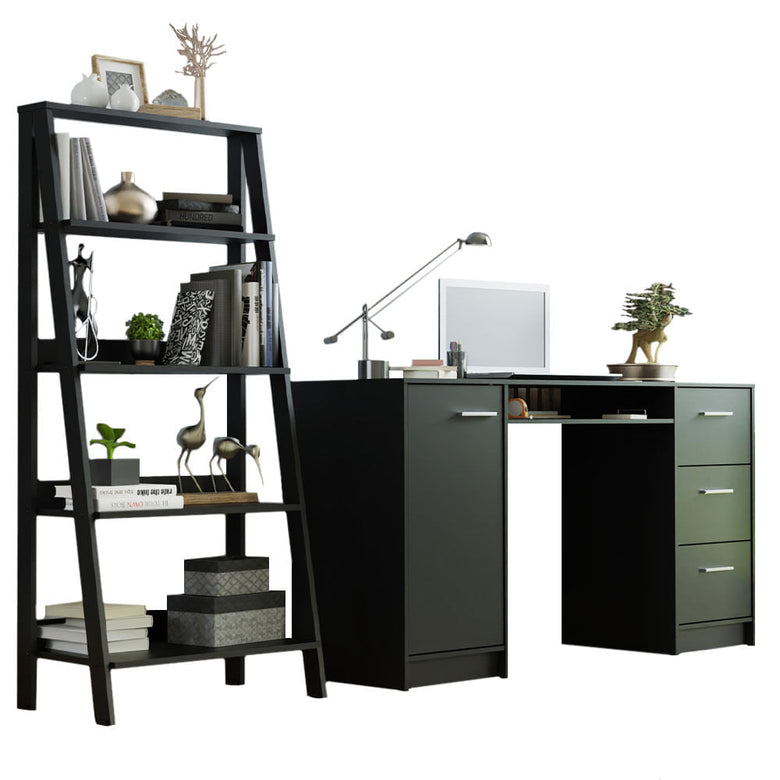 Escrivaninha Madesa Alaska + Estante Escada Preto