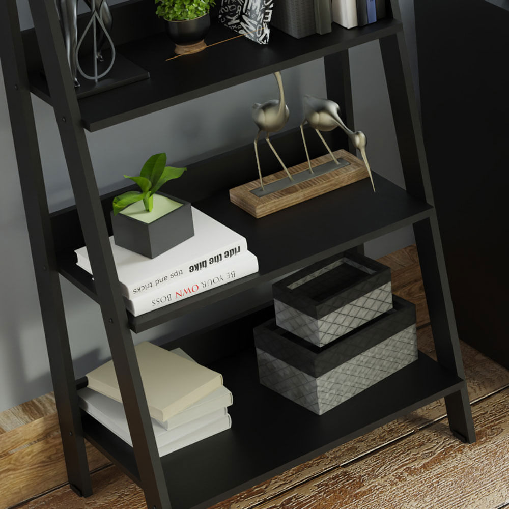 Escrivaninha Madesa Alaska + Estante Escada Preto