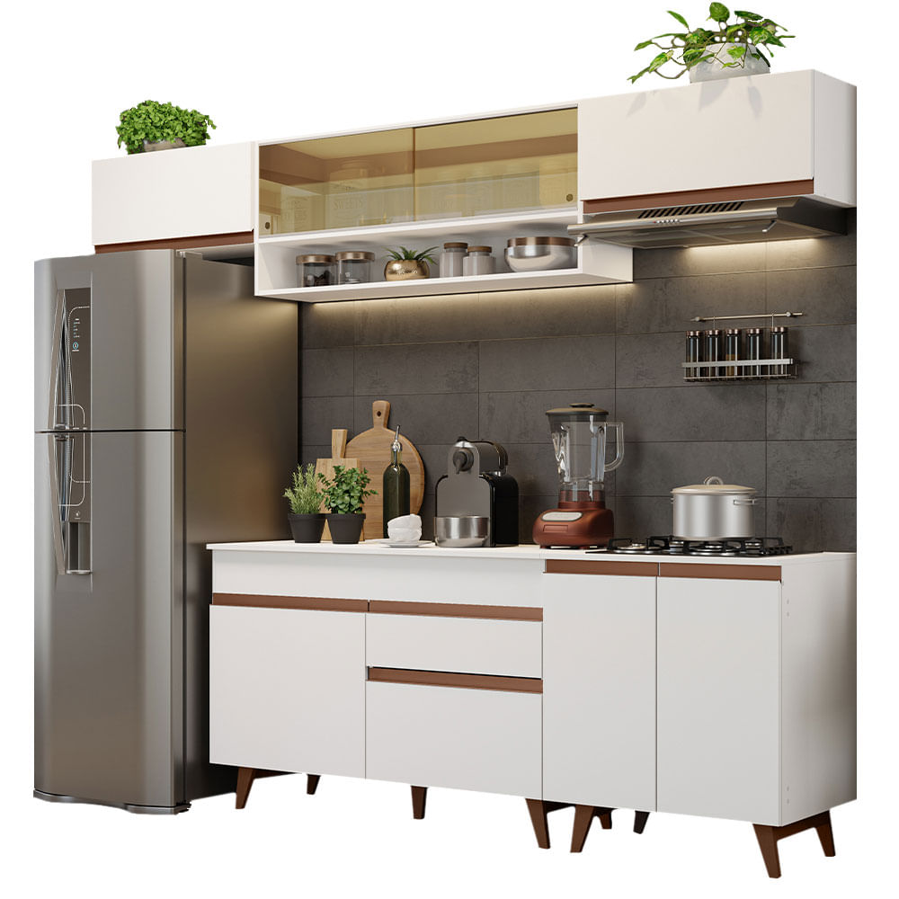 Armário de Cozinha Completa 260cm Branco Reims Madesa 11 - Branco