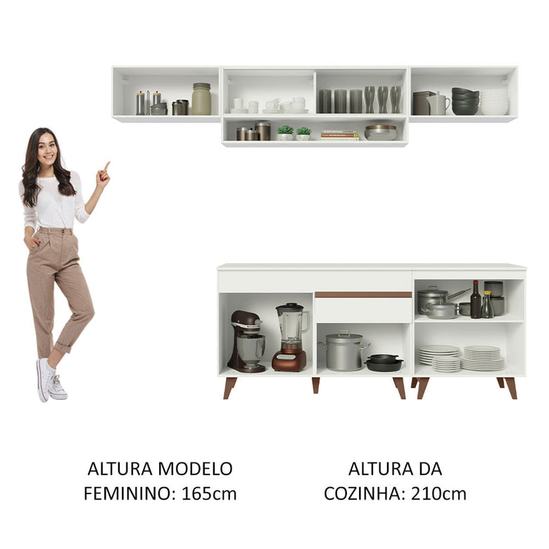 Armário de Cozinha Completa 260cm Branco Reims Madesa 11