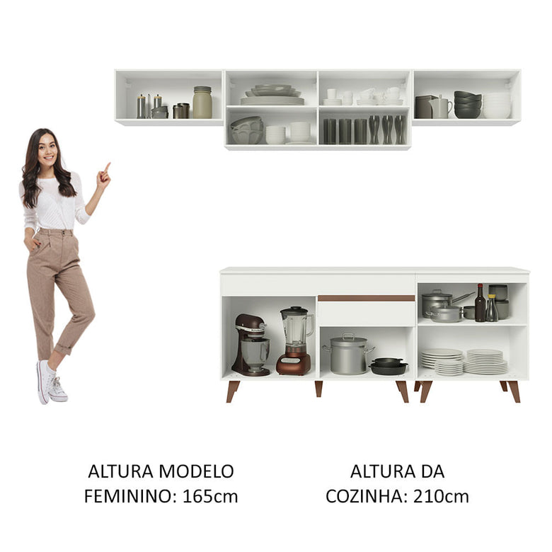 Armário de Cozinha Completa 260cm Branco Reims Madesa 10