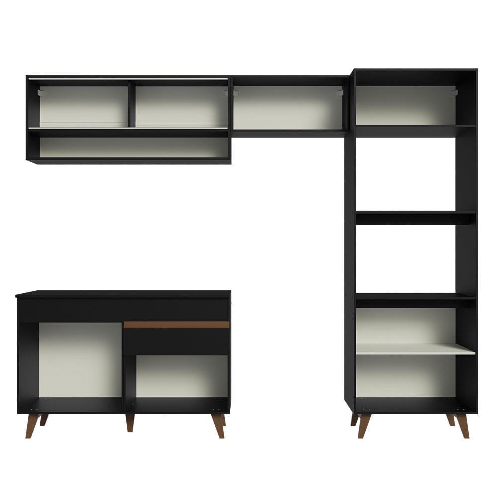 Armário de Cozinha Completa 260cm Preto Reims Madesa 12