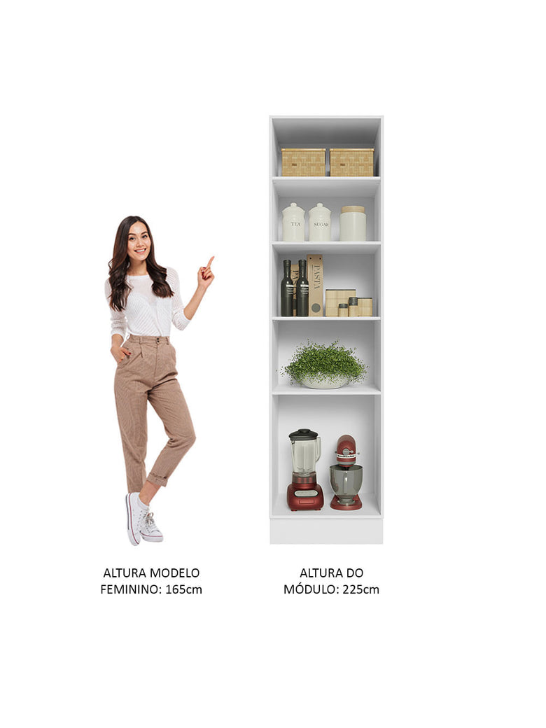 Paneleiro 60 cm com Nichos Abertos para Cozinha Madesa Glamy, Agata, Stella Branco