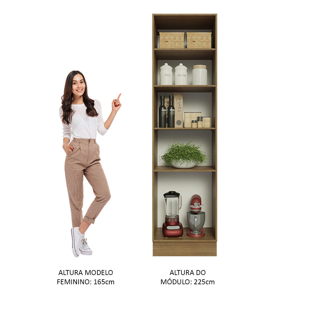 Paneleiro 60 cm com Nichos Abertos para Cozinha Madesa Glamy, Agata, Stella Rustic