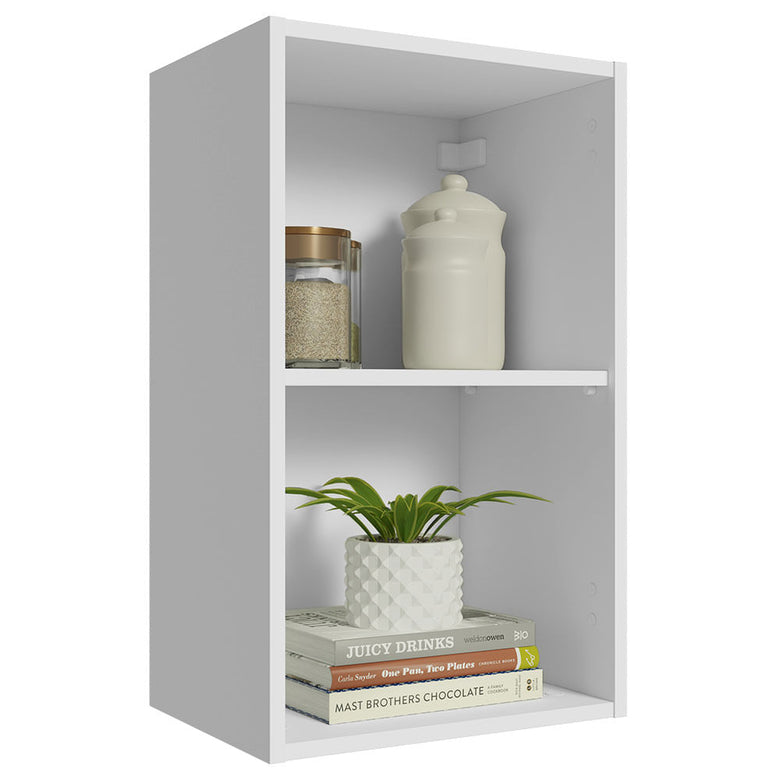 Armário Aéreo 40 cm com 2 Nichos Abertos para Cozinha Madesa Lux, Glamy, Agata, Stella Branco