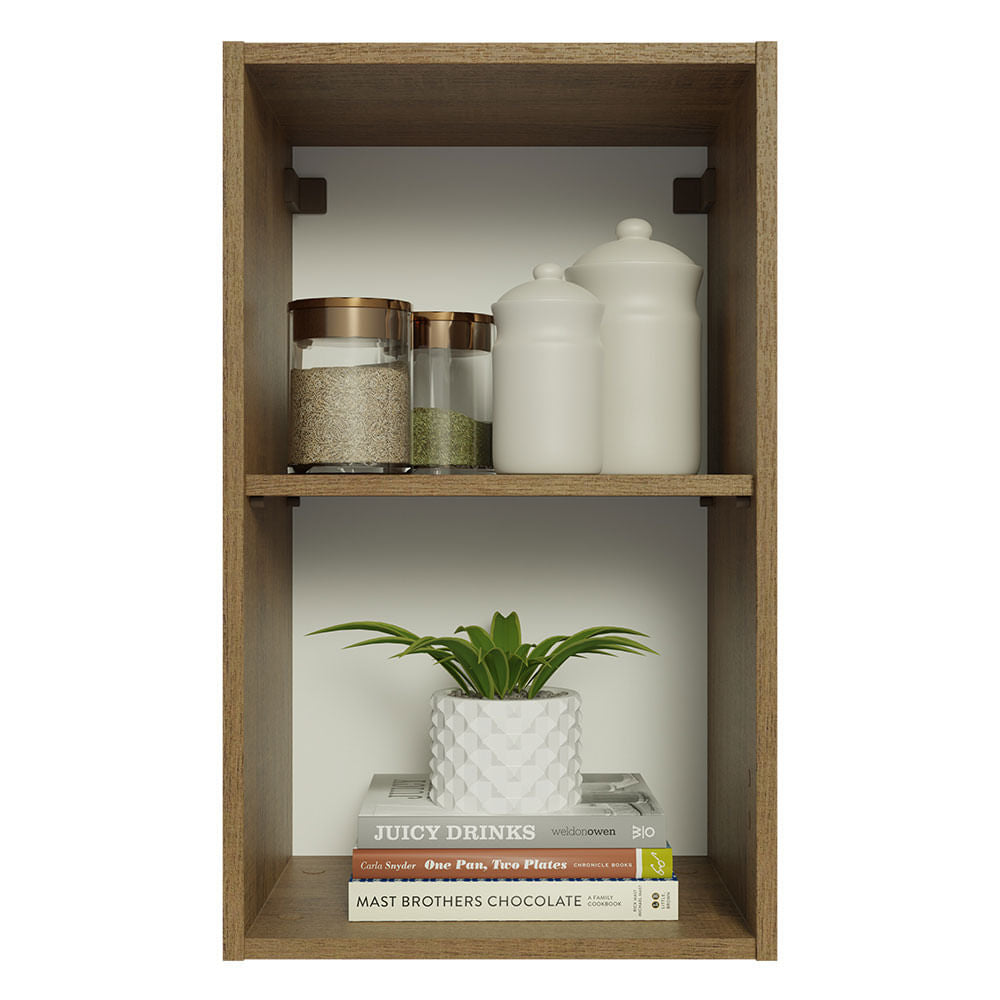Armário Aéreo 40 cm com 2 Nichos Abertos para Cozinha Madesa Lux, Glamy, Agata, Stella Rustic