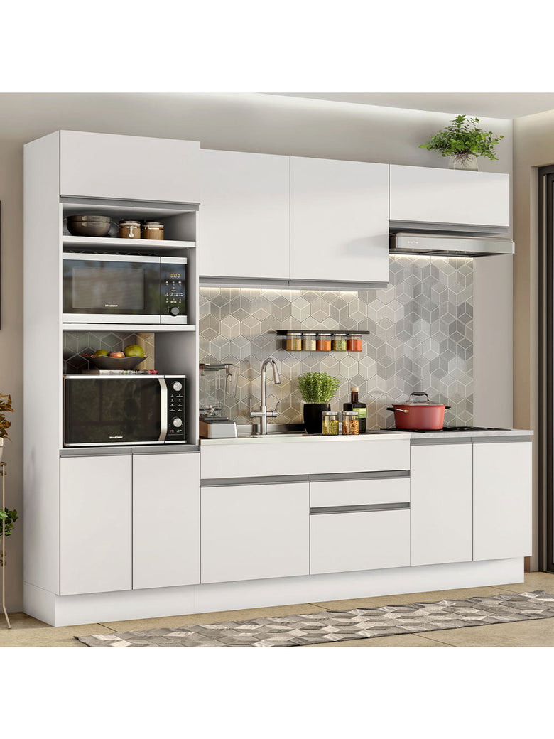 Armário de Cozinha Completa 270cm Branco Glamy Madesa 13
