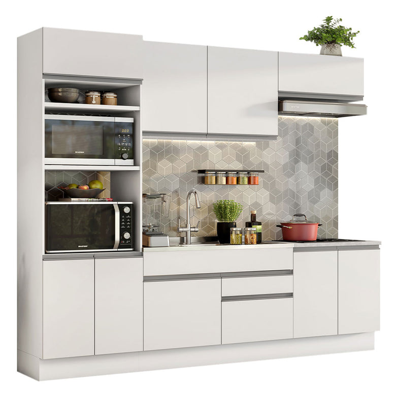 Armário de Cozinha Completa 270cm Branco Glamy Madesa 13
