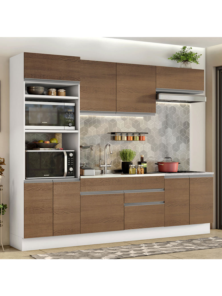 Armário de Cozinha Completa 270cm Branco/Rustic Glamy Madesa 13