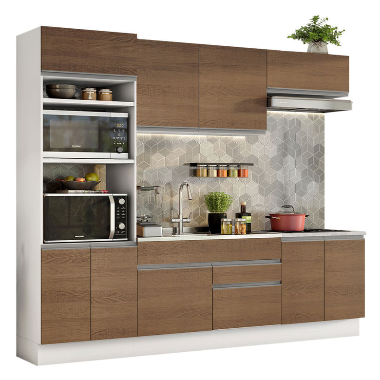 Armário de Cozinha Completa 270cm Branco/Rustic Glamy Madesa 13