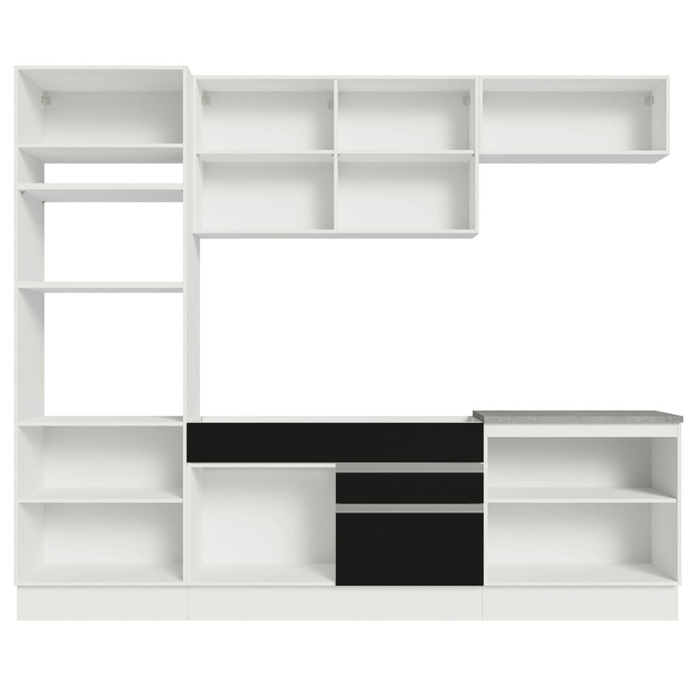 Armário de Cozinha Completa 270cm Branco/Preto Glamy Madesa 13