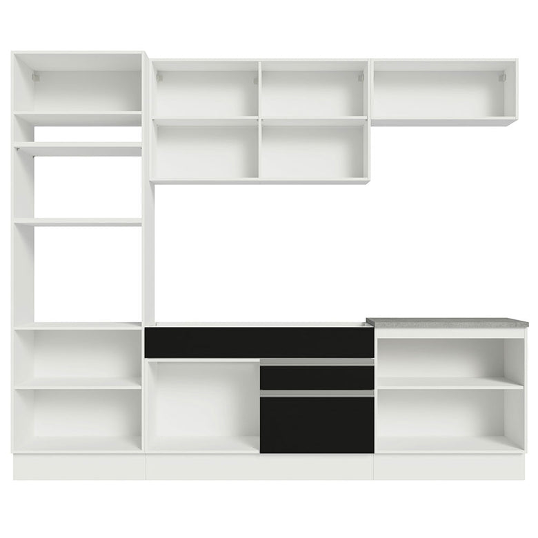 Armário de Cozinha Completa 270cm Branco/Preto Glamy Madesa 13
