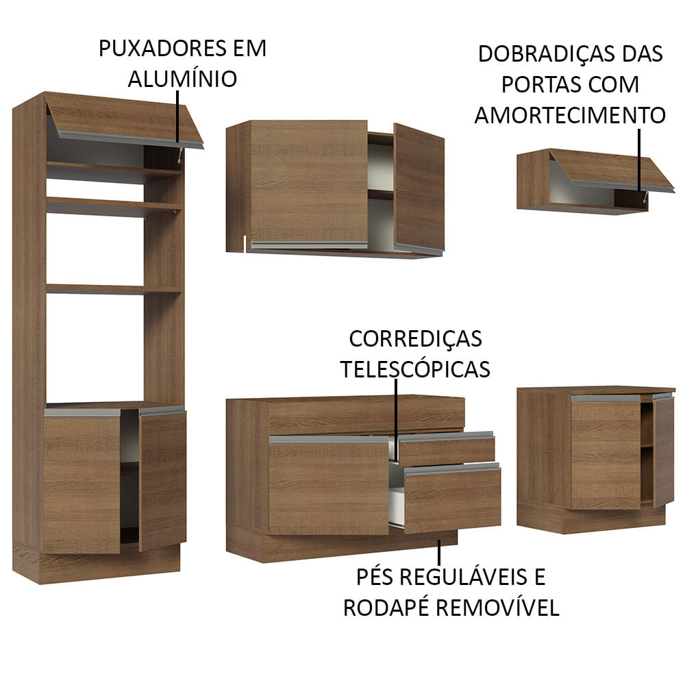 Armário de Cozinha Completa 270cm Rustic Glamy Madesa 13