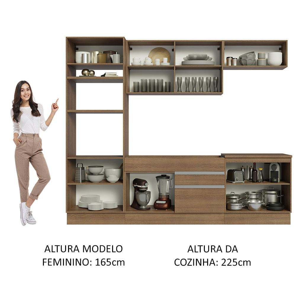 Armário de Cozinha Completa 270cm Rustic Glamy Madesa 13