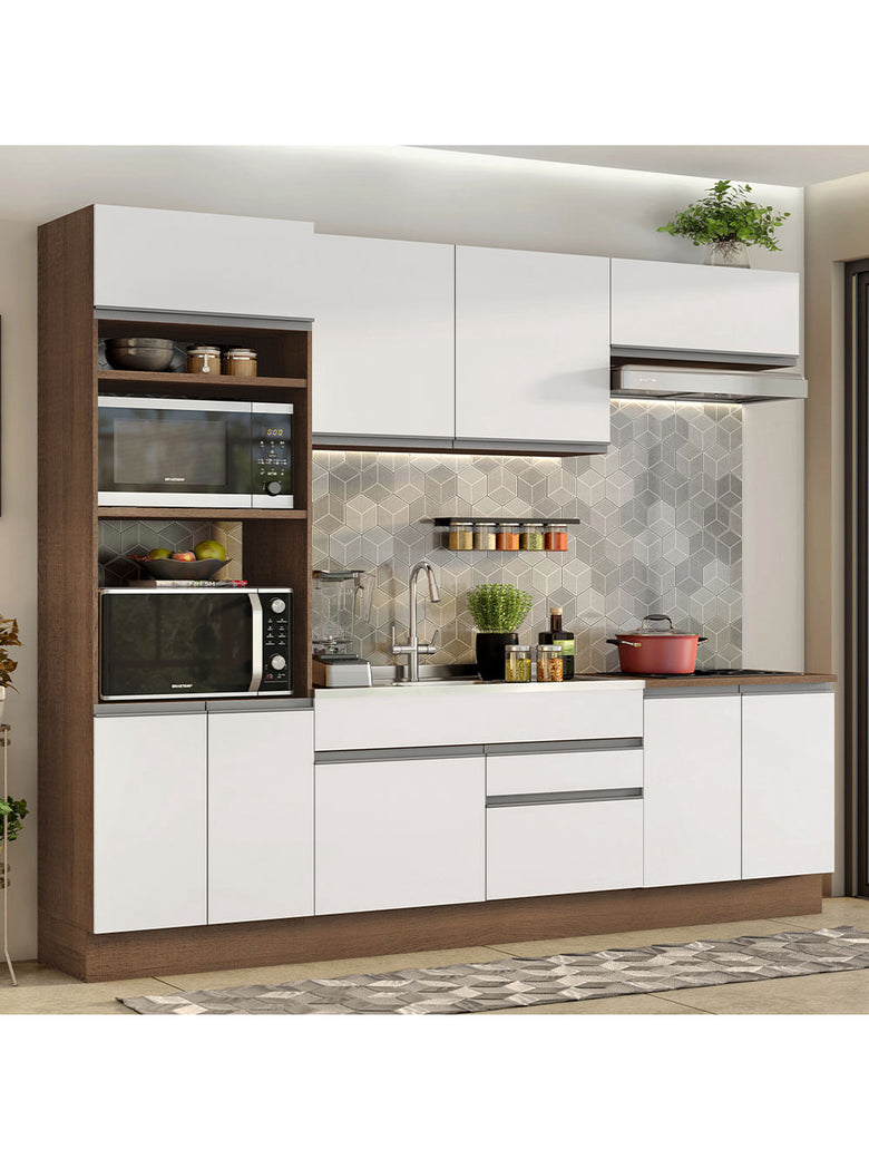 Armário de Cozinha Completa 270cm Rustic/Branco Glamy Madesa 13