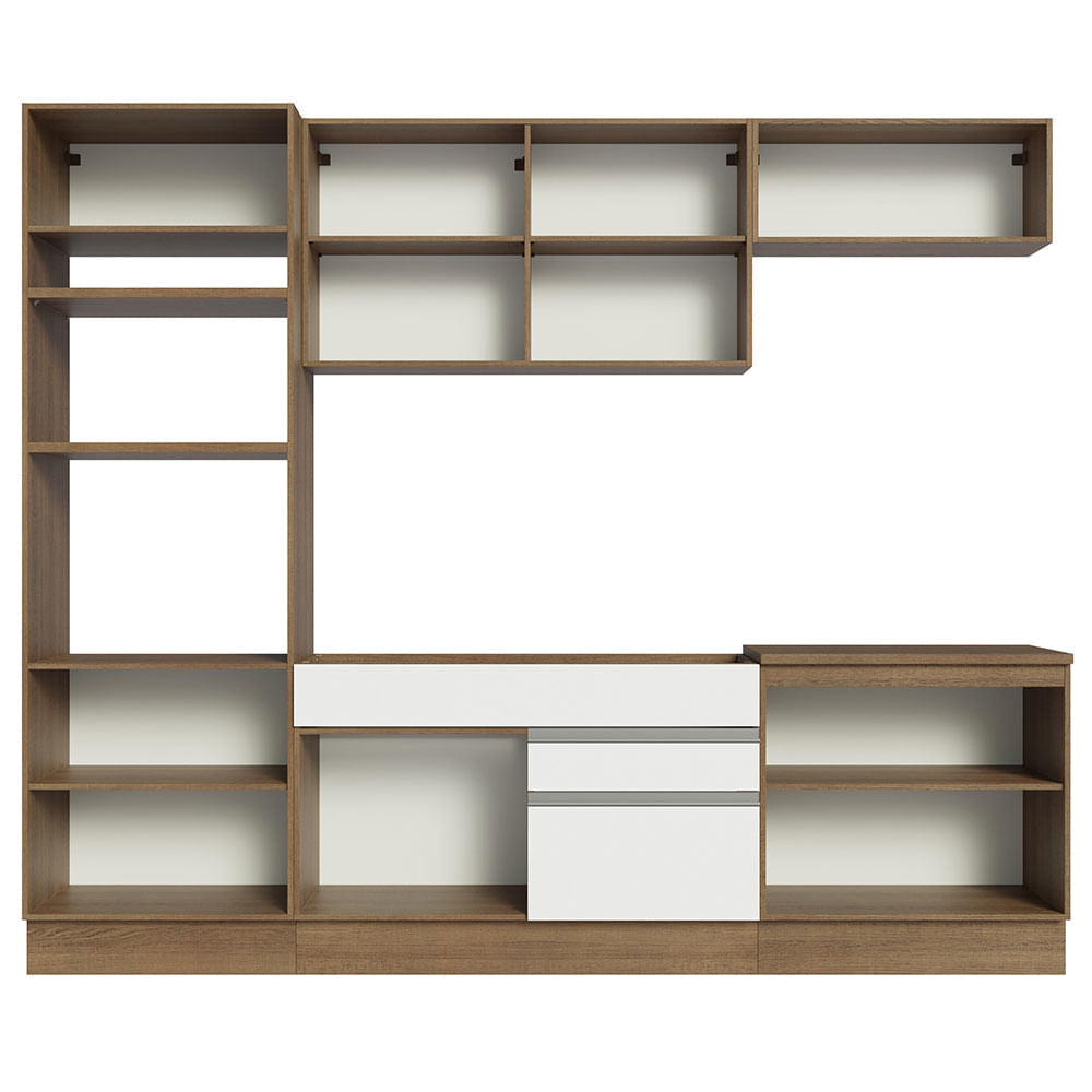 Armário de Cozinha Completa 270cm Rustic/Branco Glamy Madesa 13