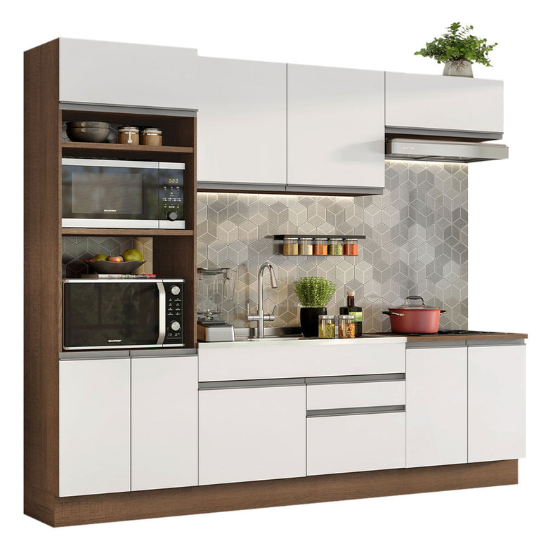 Armário de Cozinha Completa 270cm Rustic/Branco Glamy Madesa 13