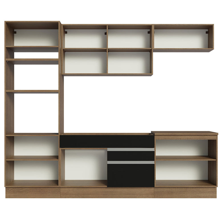 Armário de Cozinha Completa 270cm Rustic/Preto Glamy Madesa 13