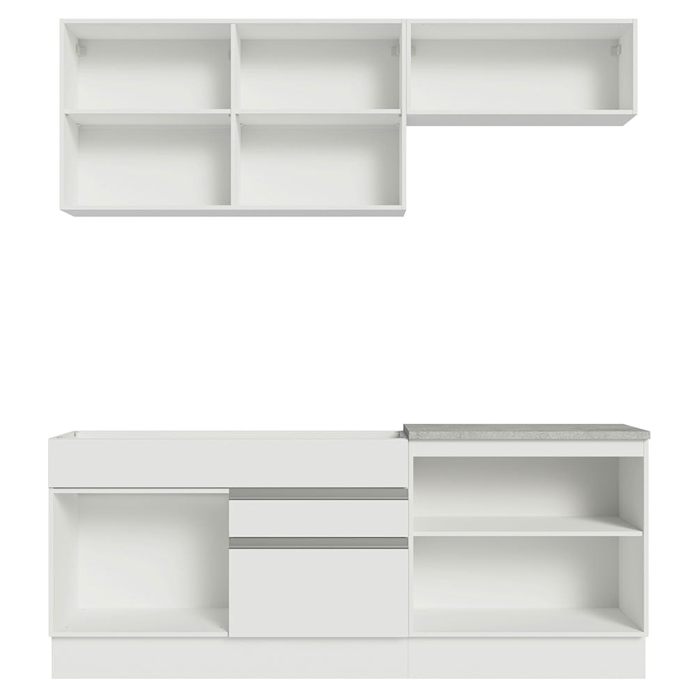 Armário de Cozinha Compacta 200cm Branco Glamy Madesa 07