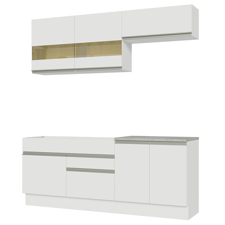 Armário de Cozinha Compacta 200cm Branco Glamy Madesa 07