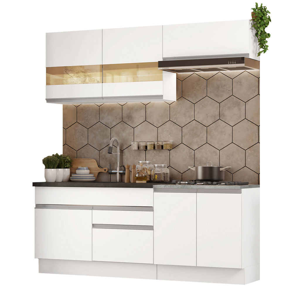 Armário de Cozinha Compacta 200cm Branco Glamy Madesa 07 - Branco