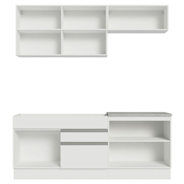 Armário de Cozinha Compacta 200cm Branco/Crema Glamy Madesa 07