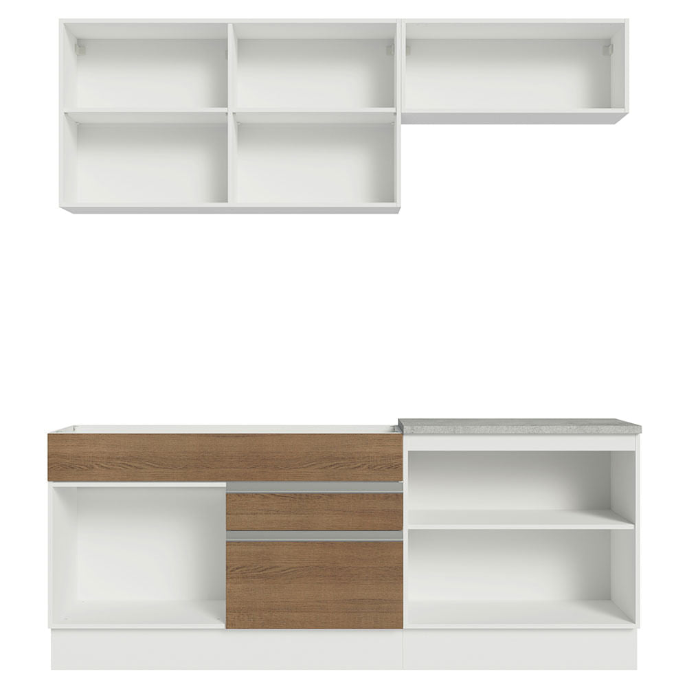 Armário de Cozinha Compacta 200cm Branco/Rustic/Crema Glamy Madesa 07