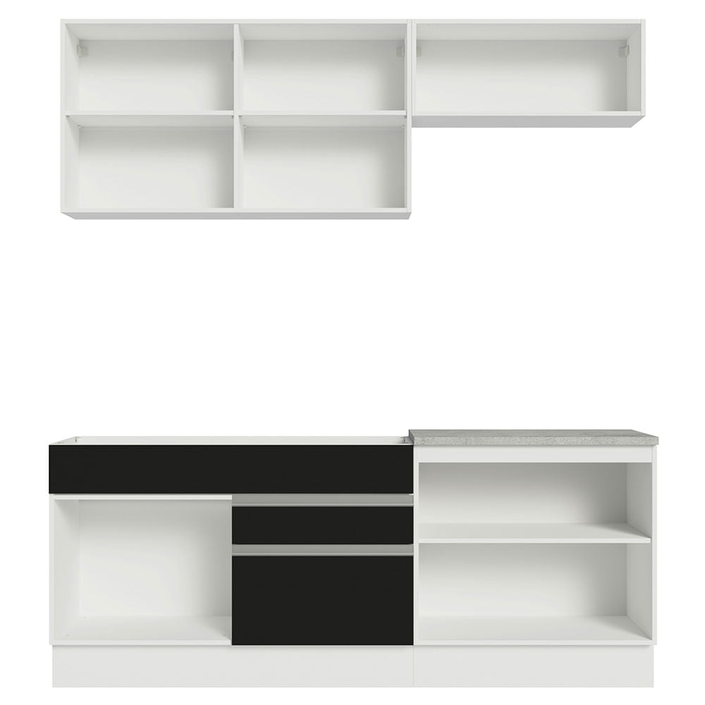 Armário de Cozinha Compacta 200cm Branco/Preto Glamy Madesa 07