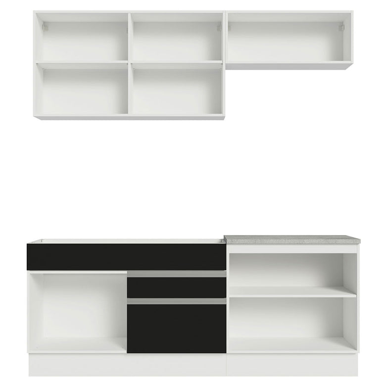 Armário de Cozinha Compacta 200cm Branco/Preto Glamy Madesa 07