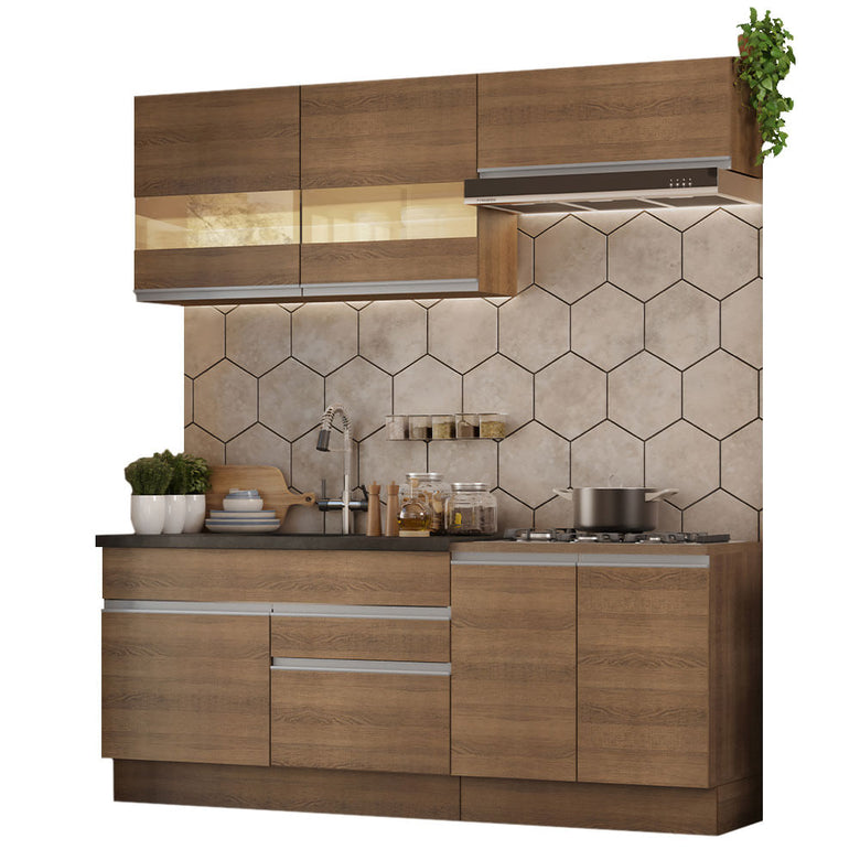 Armário de Cozinha Compacta 200cm Rustic Glamy Madesa 07