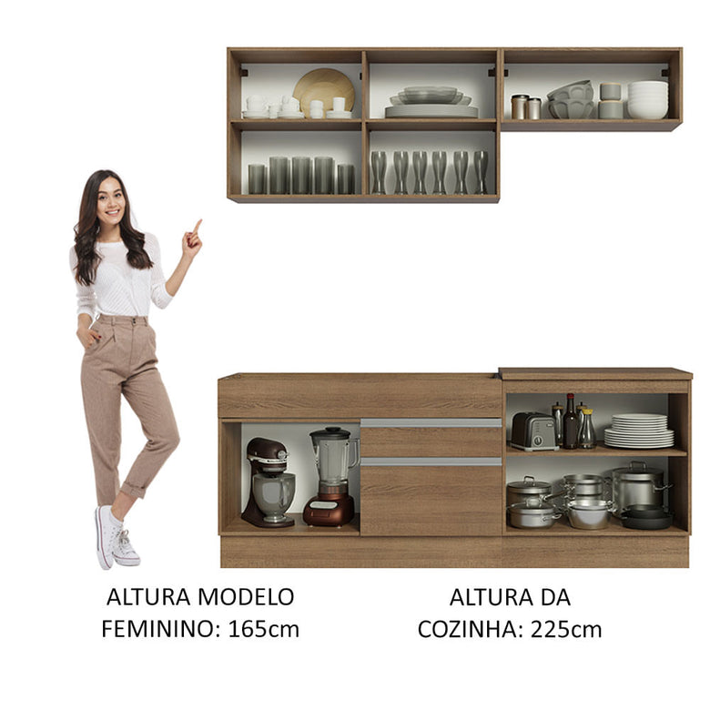 Armário de Cozinha Compacta 200cm Rustic Glamy Madesa 07